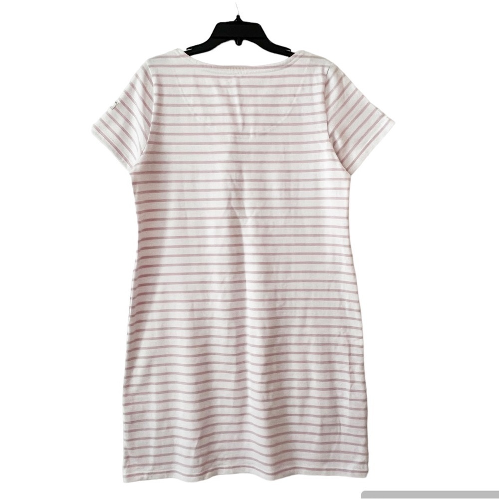 Joules Pink and White Stripe Short Sleeve T-Shirt Dress - Picture 5 of 12
